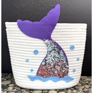 Decorative Mermaid Tail Rope Storage Basket Home Decor